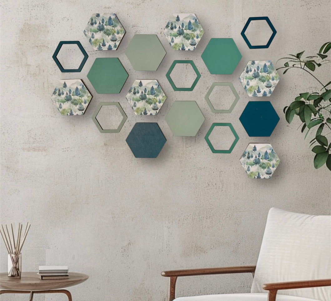 Blue hexagon wall art