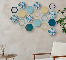 Load image into Gallery viewer, Blue hexagon wall art
