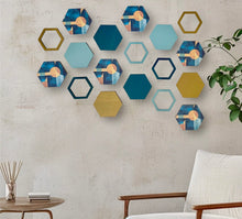Load image into Gallery viewer, Blue hexagon wall art
