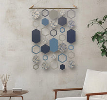 Load image into Gallery viewer, Blue hexagon wall hanging
