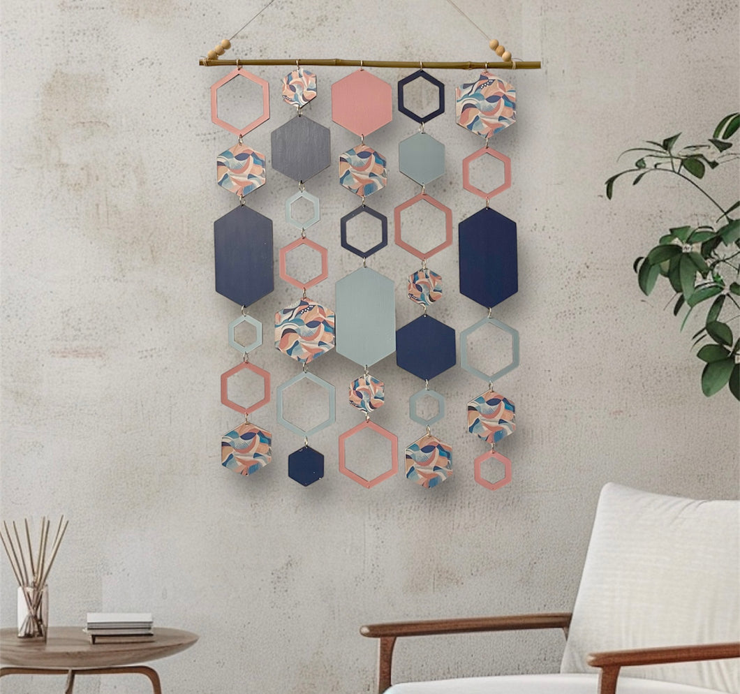 Pink hexagon wall hanging