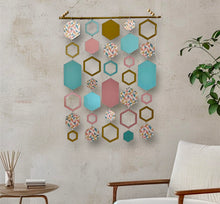 Load image into Gallery viewer, Blue hexagon wall hanging
