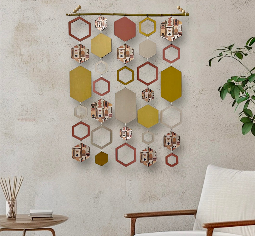 Mustard hexagon wall hanging