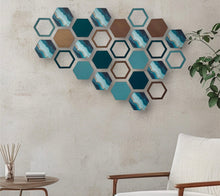 Load image into Gallery viewer, Blue hexagon wall art
