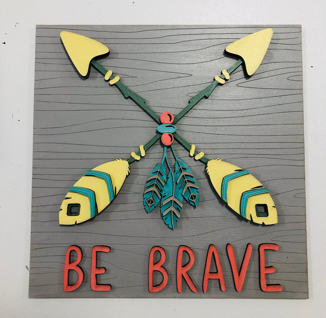Ready to post Wooden Boho Be brave Wall Plaque
