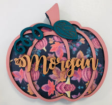 Load image into Gallery viewer, Personalised Pumpkin wooden decor
