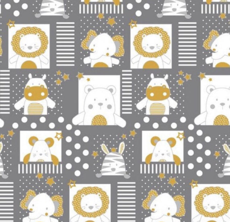 Grey safari patch 100% cotton fabric