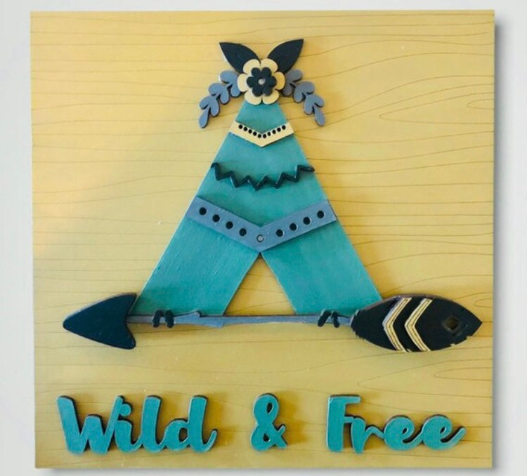 Wooden Boho Wild and free Wall Plaque