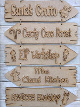 Load image into Gallery viewer, Wooden Santas Grotto Direction sign
