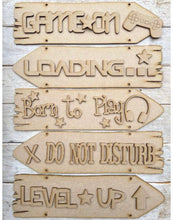 Load image into Gallery viewer, Wooden Gaming Direction sign
