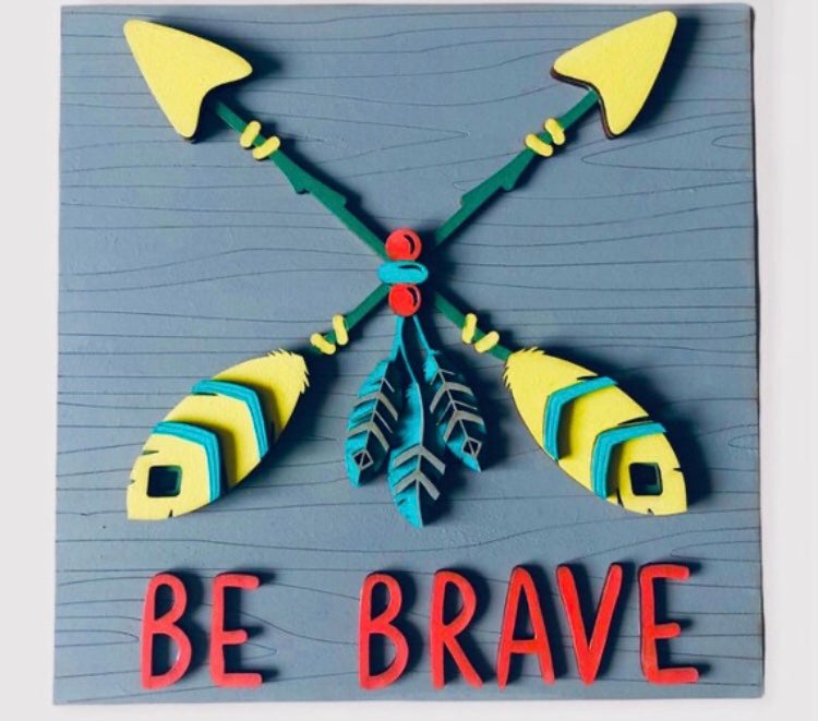 Wooden Boho Be Brave Wall Plaque