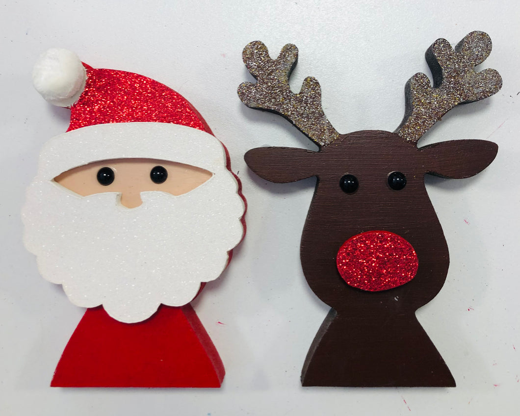Ready to post 15cm Santa and reindeer