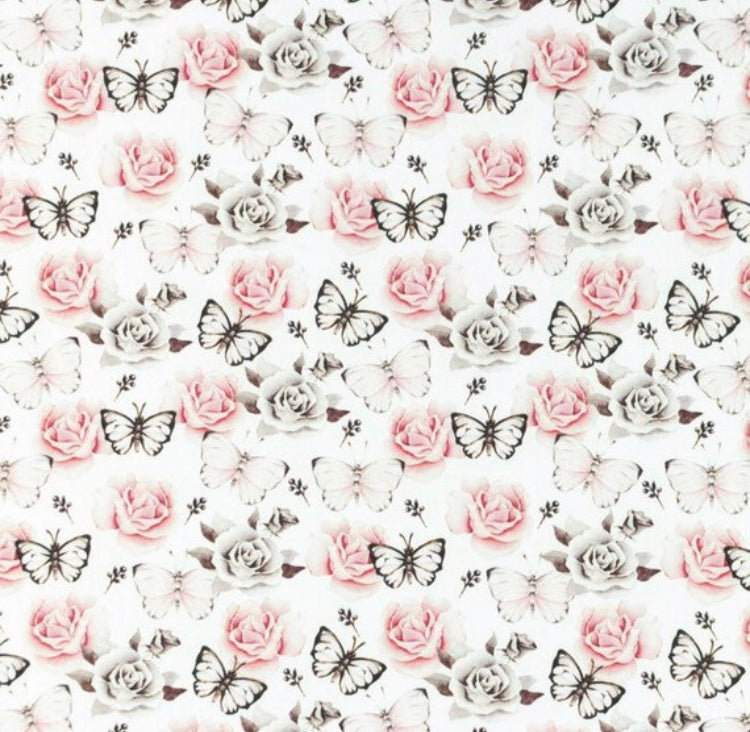 Butterflies And Roses 100% cotton