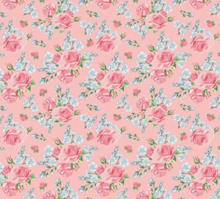 Pink floral 100% cotton fabric