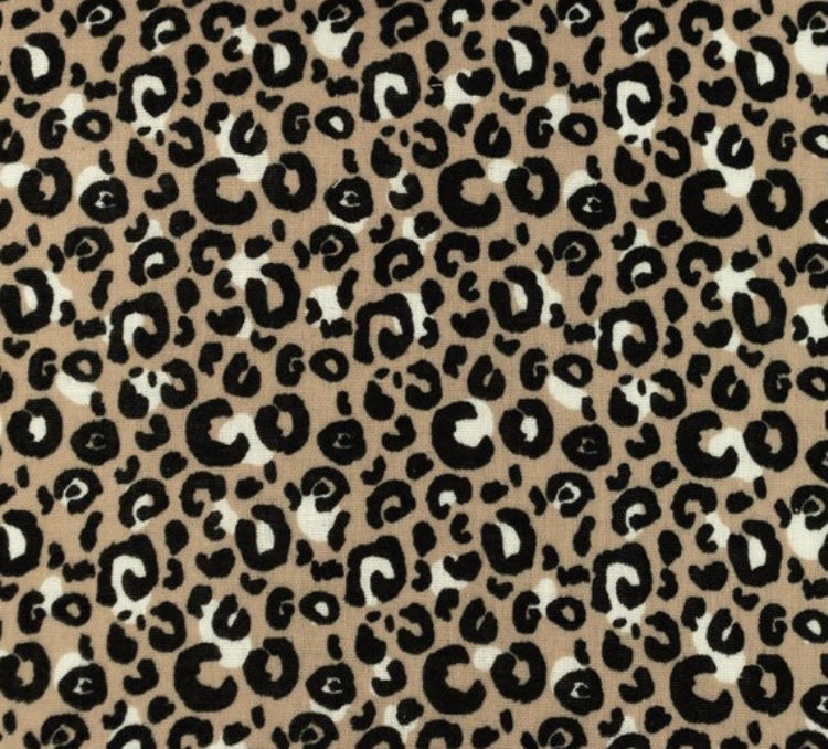Leopard print cotton muslin fabric