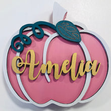 Load image into Gallery viewer, Personalised Pumpkin wooden decor
