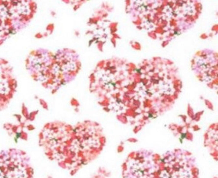 Floral hearts 100% cotton fabric