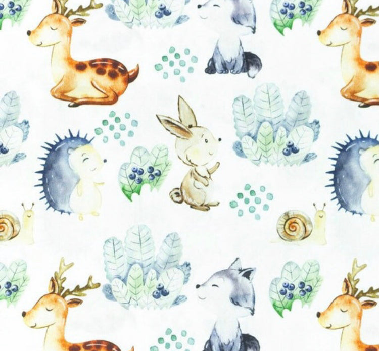 Woodland animals 100% cotton fabric