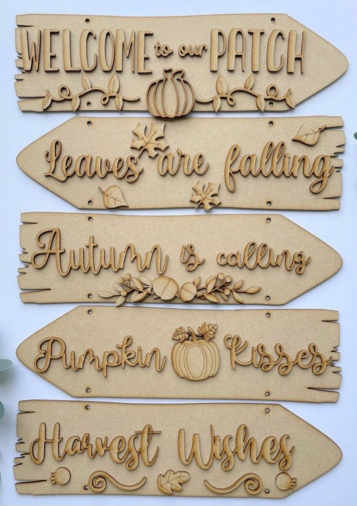 Wooden Autumn Direction sign