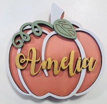Load image into Gallery viewer, Tenner Tuesday Personalised Pumpkin wooden decor
