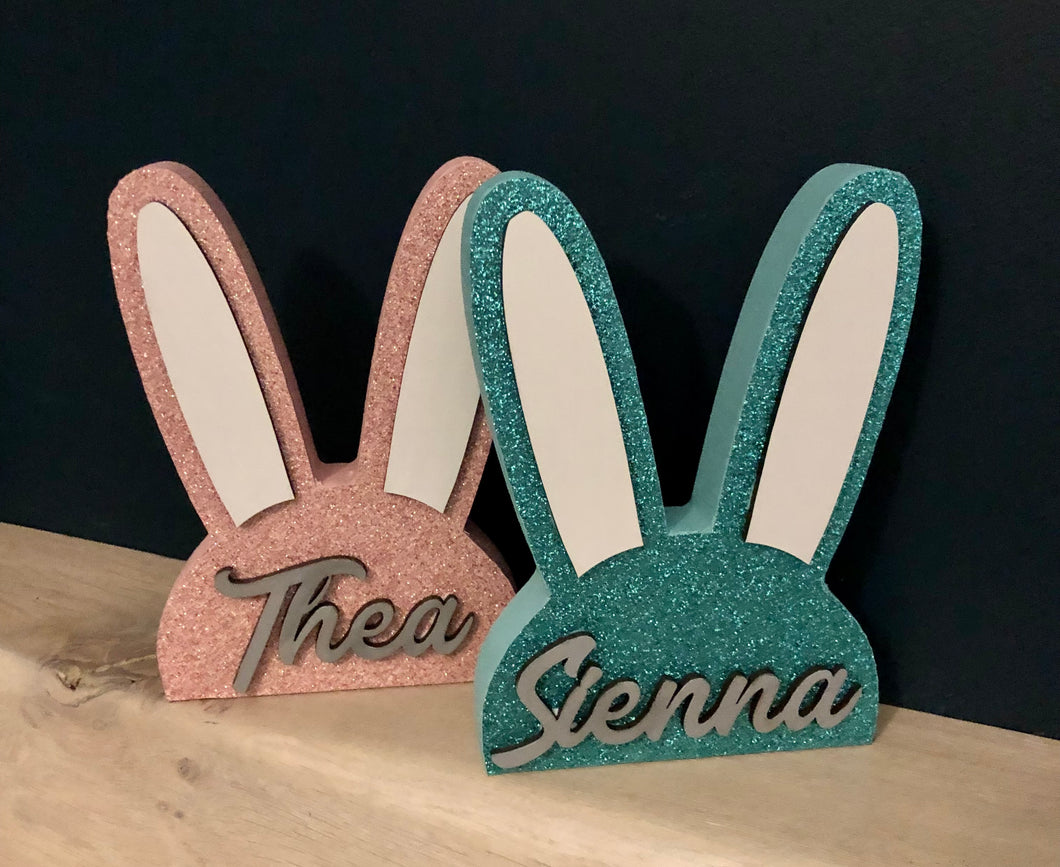 Personalised wooden bunny heads