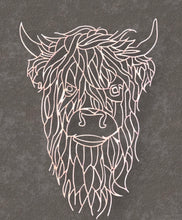 Load image into Gallery viewer, Wooden Geometric Highland Cow
